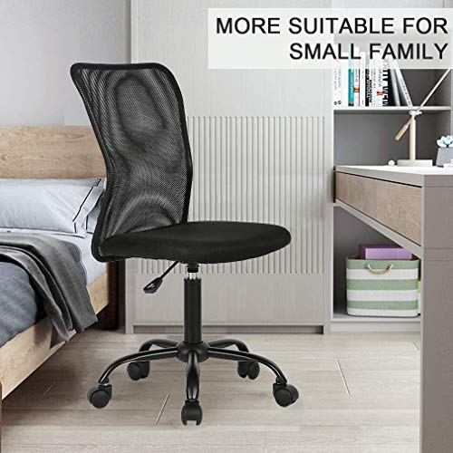 Office Chair Desk Chair Computer Chair with Lumbar Support Ergonomic Mid Back Mesh Adjustable Height Swivel Chair Armless Modern Task Executive Chair for Women Men Adult, Black