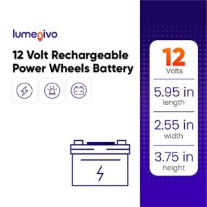 lumenivo Replacement for Power Wheels Rechargeable 12 Volt Battery Compatible with All Gray Fisher Price Power Wheels 12 Volt Battery - Ideal Replacement for Your Power Wheels Battery 12V