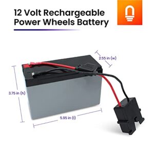 lumenivo Replacement for Power Wheels Rechargeable 12 Volt Battery Compatible with All Gray Fisher Price Power Wheels 12 Volt Battery - Ideal Replacement for Your Power Wheels Battery 12V