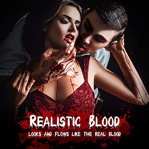 Halloween Fake Blood Spray 1oz, Realistic Safe Washable Fake Blood for Clothes Halloween Blood Makeup Zombie Vampire Bloody Face Blood for Halloween (1oz/30ml)