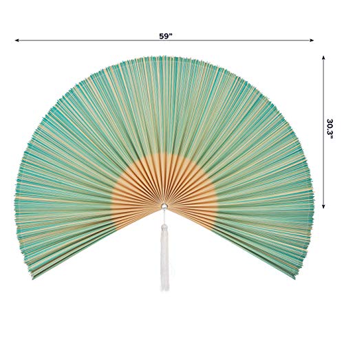 Artera Large 60" Bamboo Folding Wall Fan - Solid Red Plum Unpainted - Original Wall Fan (Two Tone- Blue)