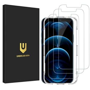 unbreakcable 3-pack screen protector for iphone 12 pro max, double shatterproof tempered glass [easy installation] [9h hardness] [99.99% hd clear] [case friendly] for iphone 6.7 inch