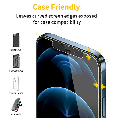 UNBREAKcable 3-Pack Screen Protector for iPhone 12 Pro Max, Double Shatterproof Tempered Glass [Easy Installation] [9H Hardness] [99.99% HD Clear] [Case Friendly] for iPhone 6.7 inch