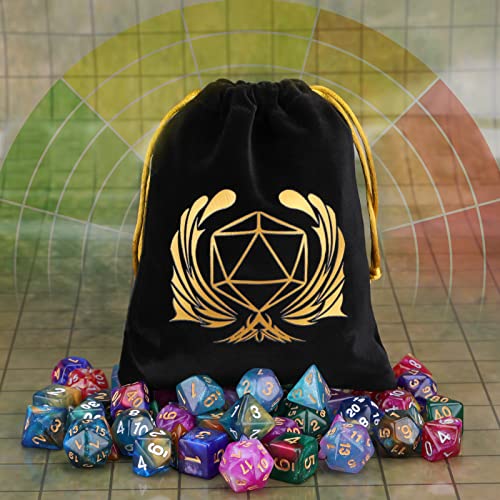 Coyeekn DND Dice Set, 7 x 7 Sets (49 Pieces) Glitter Polyhedral Dice for Dungeons & Dragons RPG MTG DND Tabletop Game with 1 Pouch