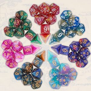 Coyeekn DND Dice Set, 7 x 7 Sets (49 Pieces) Glitter Polyhedral Dice for Dungeons & Dragons RPG MTG DND Tabletop Game with 1 Pouch