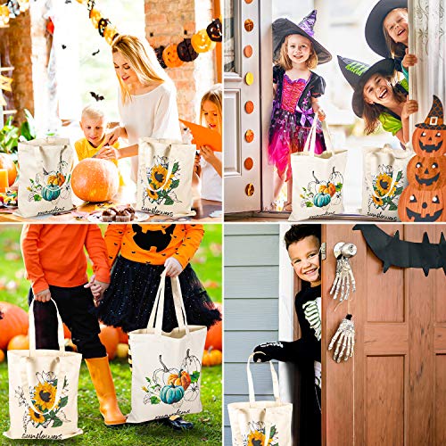 Whaline 2 Pack Fall Canvas Tote Bags Sunflower Tote Bag Pumpkins Canvas Bag Reusable Cotton Handbag Grocery Bags for Shopping Market Travel Beach Autumn Theme Harvest Party Favors, 15.7" x 13.4"