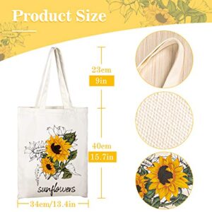 Whaline 2 Pack Fall Canvas Tote Bags Sunflower Tote Bag Pumpkins Canvas Bag Reusable Cotton Handbag Grocery Bags for Shopping Market Travel Beach Autumn Theme Harvest Party Favors, 15.7" x 13.4"