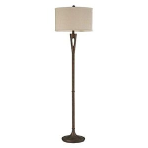 floor lamp burnished bronze finish with cream linen shade - 2499-bel-3334088 - bailey street home