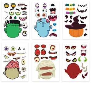 halloween stickers crafts for kids - pumpkin zombie mummy - party games favors supplies decorations 24ct