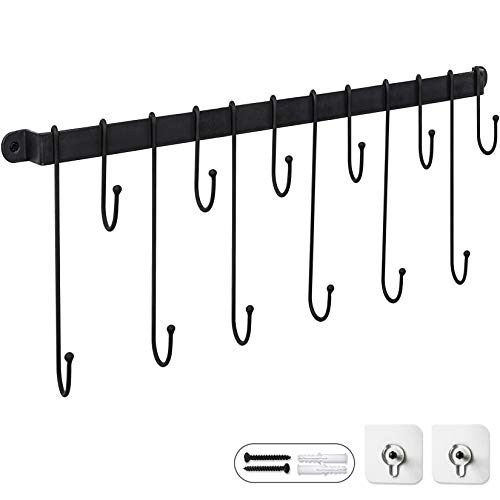 N/C Wall Mounted Coffee Mug Holder｜Coffee Cup Rack with 12 Detachable Hanging Hooks for Kitchen Organizer and Storage, Mug and Cup Display Hanger