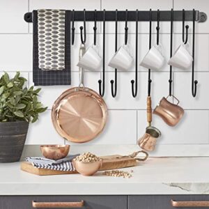 N/C Wall Mounted Coffee Mug Holder｜Coffee Cup Rack with 12 Detachable Hanging Hooks for Kitchen Organizer and Storage, Mug and Cup Display Hanger