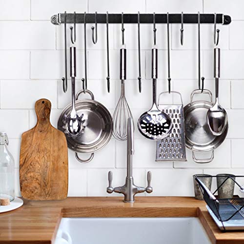 N/C Wall Mounted Coffee Mug Holder｜Coffee Cup Rack with 12 Detachable Hanging Hooks for Kitchen Organizer and Storage, Mug and Cup Display Hanger