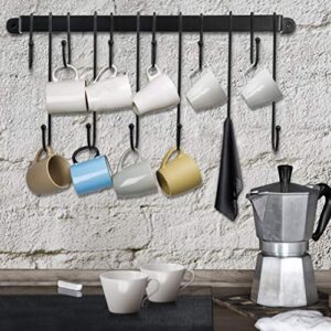 N/C Wall Mounted Coffee Mug Holder｜Coffee Cup Rack with 12 Detachable Hanging Hooks for Kitchen Organizer and Storage, Mug and Cup Display Hanger