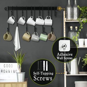 N/C Wall Mounted Coffee Mug Holder｜Coffee Cup Rack with 12 Detachable Hanging Hooks for Kitchen Organizer and Storage, Mug and Cup Display Hanger