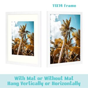 Frametory, Set of 12, 11x14 White Picture Frame - Made to Display Pictures 8x10 with Mat or 11x14 Without Mat - Wide Molding - Pre-Installed Wall Mounting Hardware