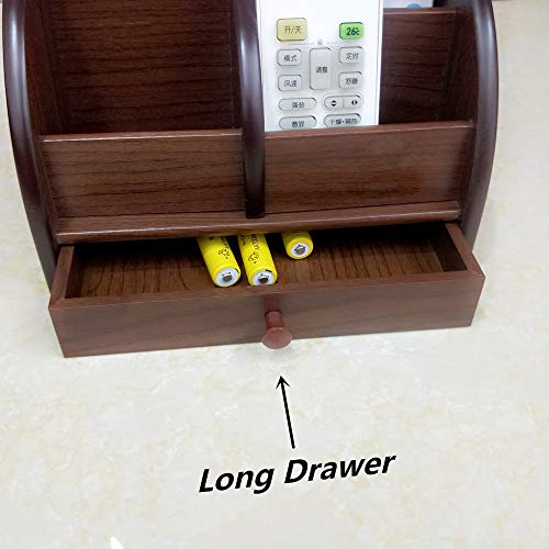 NA Desk organizer wood remote control holder with long drawer Office stationery storage and sorting organizer household small sundries storage box HeBen1025