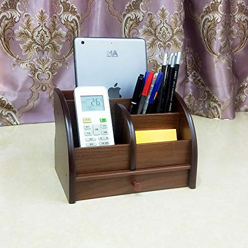 NA Desk organizer wood remote control holder with long drawer Office stationery storage and sorting organizer household small sundries storage box HeBen1025