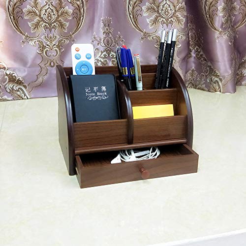 NA Desk organizer wood remote control holder with long drawer Office stationery storage and sorting organizer household small sundries storage box HeBen1025