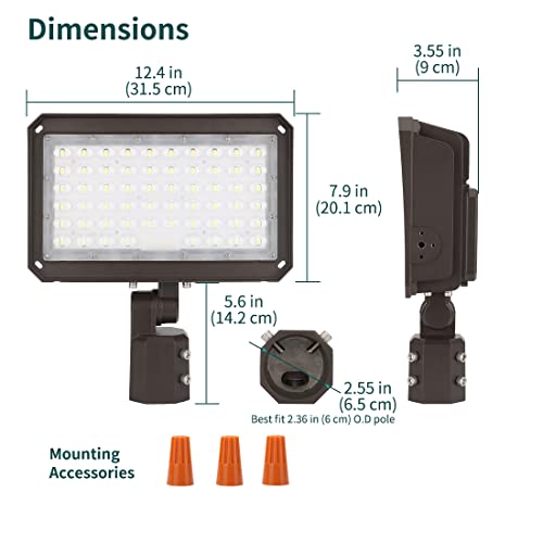 kadision 150W LED Parking Lot Lights Outdoor LED Pole Light, 19500lm 5000K 100-277V IP65, Adjustable Slip Fitter LED Flood Light with Dusk to Dawn Photocell, ETL Listed