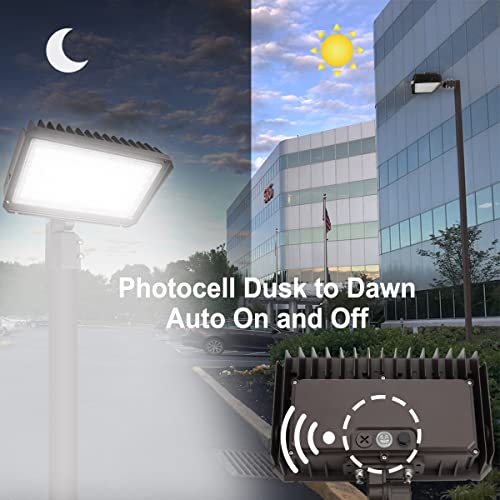 kadision 150W LED Parking Lot Lights Outdoor LED Pole Light, 19500lm 5000K 100-277V IP65, Adjustable Slip Fitter LED Flood Light with Dusk to Dawn Photocell, ETL Listed