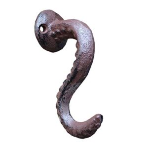 brown cast iron octopus tentacle metal wall hook with hanging hardware bathroom wall towel hook nautical theme coat hooks