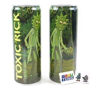 rick and morty toxic rick energy drink (2 pack) with 2 gosu toys stickers