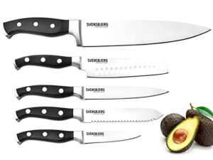 svensbjerg kitchen knife set, chef-knife-set, set of cooking-knives professional | stainless steel cutlery, sharp, german brand, high-end | sb-ks201