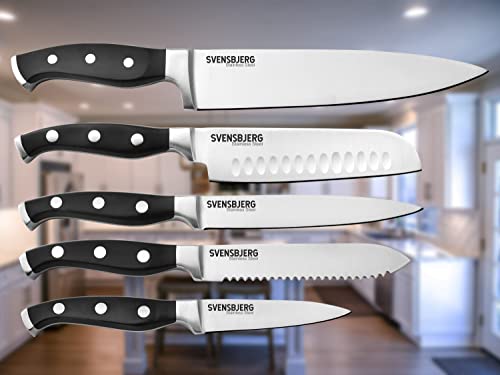 SVENSBJERG Kitchen Knife Set, Chef-Knife-Set, Set of Cooking-Knives Professional | Stainless Steel Cutlery, Sharp, German Brand, High-End | SB-KS201