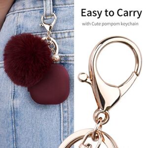 Filoto Case for Samsung Galaxy Buds 2 / Buds Live/Buds Pro/Buds 2 Pro, Cute Silicone Earbuds Protective Case Cover with Pompom Keychain Accessories for Women Girls (Burgundy)