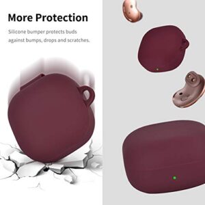 Filoto Case for Samsung Galaxy Buds 2 / Buds Live/Buds Pro/Buds 2 Pro, Cute Silicone Earbuds Protective Case Cover with Pompom Keychain Accessories for Women Girls (Burgundy)