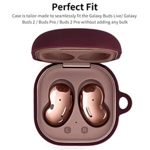 Filoto Case for Samsung Galaxy Buds 2 / Buds Live/Buds Pro/Buds 2 Pro, Cute Silicone Earbuds Protective Case Cover with Pompom Keychain Accessories for Women Girls (Burgundy)