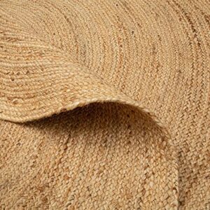 Ramanta Home Jute Braided Rug, 4' Round Natural, Hand Woven Reversible Rugs for Kitchen Living Room Entryway, 4 Feet Round