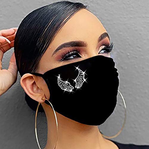 Pervobs Women Reusable Outdoor Drill Breathable Ice Cotton Windproof Mack Face Bandana with Ear Loops(A, Black)