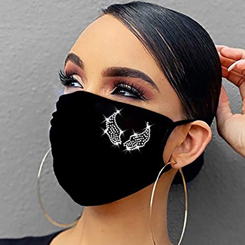 Pervobs Women Reusable Outdoor Drill Breathable Ice Cotton Windproof Mack Face Bandana with Ear Loops(A, Black)