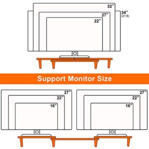 Pezin & Hulin Bamboo Dual Monitor Stand Riser for Desk Organizer, Adjustable Length and Angle Multi(1/2/3) Screen Stand, Office Wood Desktop Stand Storage for Computer, Laptop, PC, Printer, Notebook