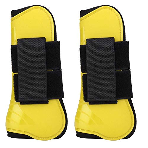 ViaGasaFamido 1 Pair Horse Support Boots, Open Front Jumping Tendon Horses Boots for Jumping Trail Riding and Turnout (Yellow)