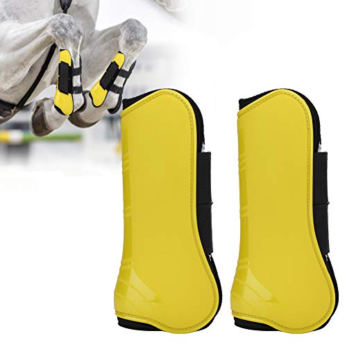 ViaGasaFamido 1 Pair Horse Support Boots, Open Front Jumping Tendon Horses Boots for Jumping Trail Riding and Turnout (Yellow)