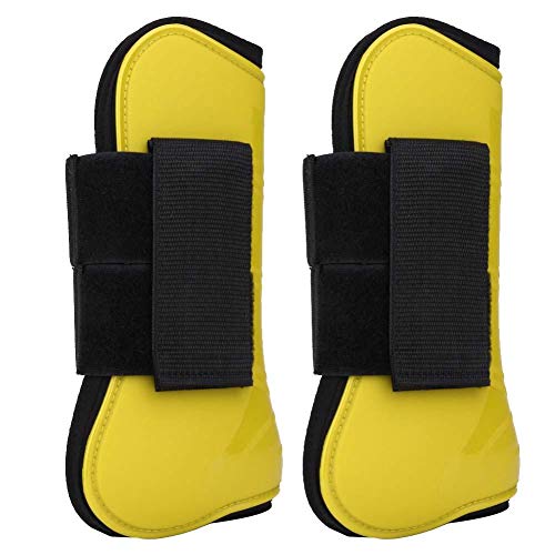 ViaGasaFamido 1 Pair Horse Support Boots, Open Front Jumping Tendon Horses Boots for Jumping Trail Riding and Turnout (Yellow)