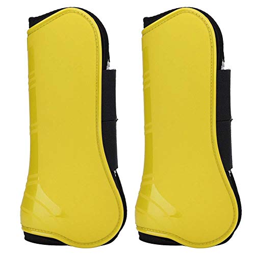 ViaGasaFamido 1 Pair Horse Support Boots, Open Front Jumping Tendon Horses Boots for Jumping Trail Riding and Turnout (Yellow)