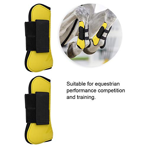 ViaGasaFamido 1 Pair Horse Support Boots, Open Front Jumping Tendon Horses Boots for Jumping Trail Riding and Turnout (Yellow)