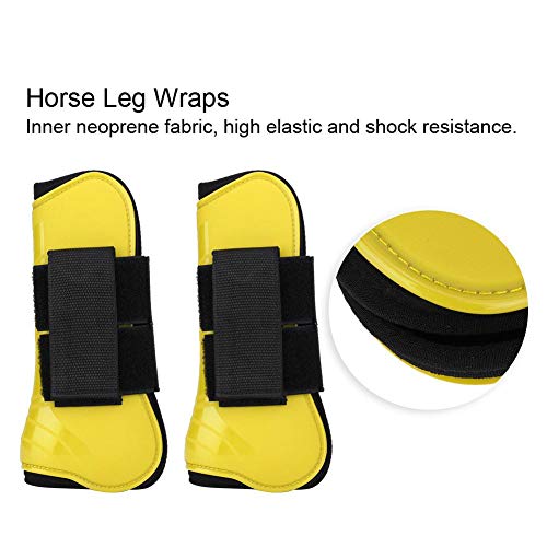 ViaGasaFamido 1 Pair Horse Support Boots, Open Front Jumping Tendon Horses Boots for Jumping Trail Riding and Turnout (Yellow)