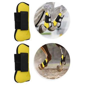 ViaGasaFamido 1 Pair Horse Support Boots, Open Front Jumping Tendon Horses Boots for Jumping Trail Riding and Turnout (Yellow)