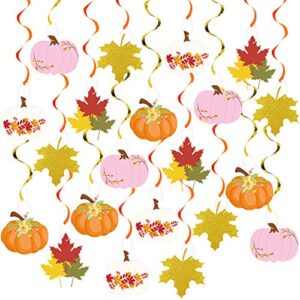 20pcs fall party hanging decorations, autumn pumpkin maple leaf thanksgiving hanging swirls streamers, fall hanging decorations for little pumpkin baby shower fall thanksgiving birthday party supplies