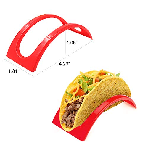 ForTomorrow Taco Holder Stands Set of 18 Hard Plastic Taco Shell Holders Rack, BPA Free for Microwave and Dishwasher Taco Tuesday Party Tray (Red, Yellow, Green)