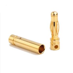 JFtech 10 Pairs 4.0mm Gold Bullet Banana Connector Plug 4mm Male & Female Bullet Connector with Heat Shink for RC Model ESC Motor