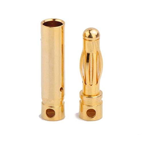 JFtech 10 Pairs 4.0mm Gold Bullet Banana Connector Plug 4mm Male & Female Bullet Connector with Heat Shink for RC Model ESC Motor