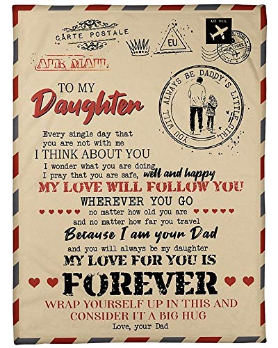 Blanket Customized A Letter to Daughter Love from Dad | Cozy Premium Fleece Blanket Size 50x60 inch Gift Family Awesome On Decor Home