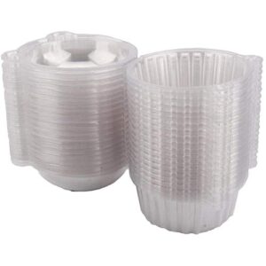 400 single individual cupcake containers, plastic clear dome cupcake holder stackable disposable cupcake boxes muffin cases with lids for parties cake muffin fruit salad sandwich