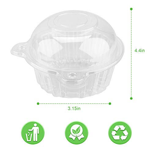 400 Single Individual Cupcake Containers, Plastic Clear Dome Cupcake Holder Stackable Disposable Cupcake Boxes Muffin Cases with Lids for Parties Cake Muffin Fruit Salad Sandwich
