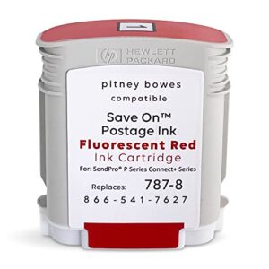 save on postage ink 787-8 compatible pitney bowes postage machine red ink- cartridge for sendpro p/connect & series mailing system, 787 – 8 red fluorescent ink cartridge, postage meter cartridge